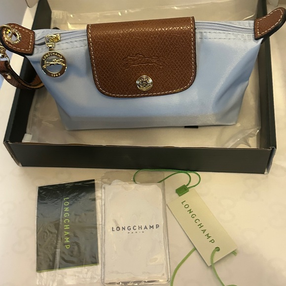 Longchamp Light Blue and Brown Wristlet - Picture 3 of 12